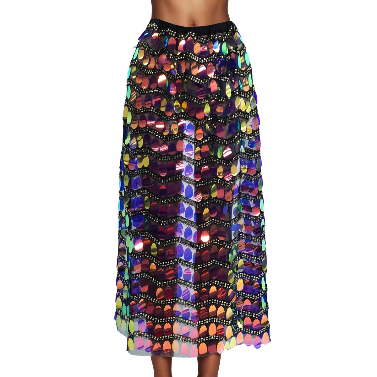 MUNAFIE Hip Scarf for Belly Dance Folk Dance Halloween Costume Tribal Dance Skirt with Sequin Tassel