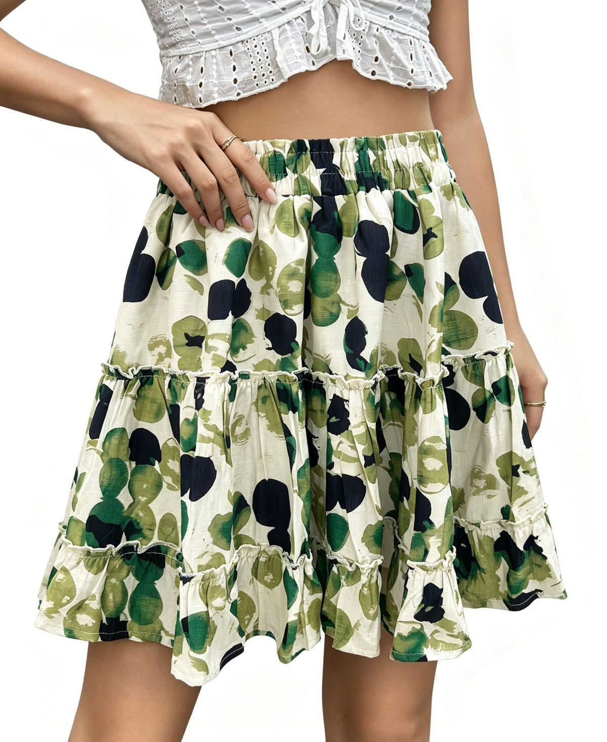 THHGPO Women's Basic Mini Skirts Flared Cotton Short Skirt