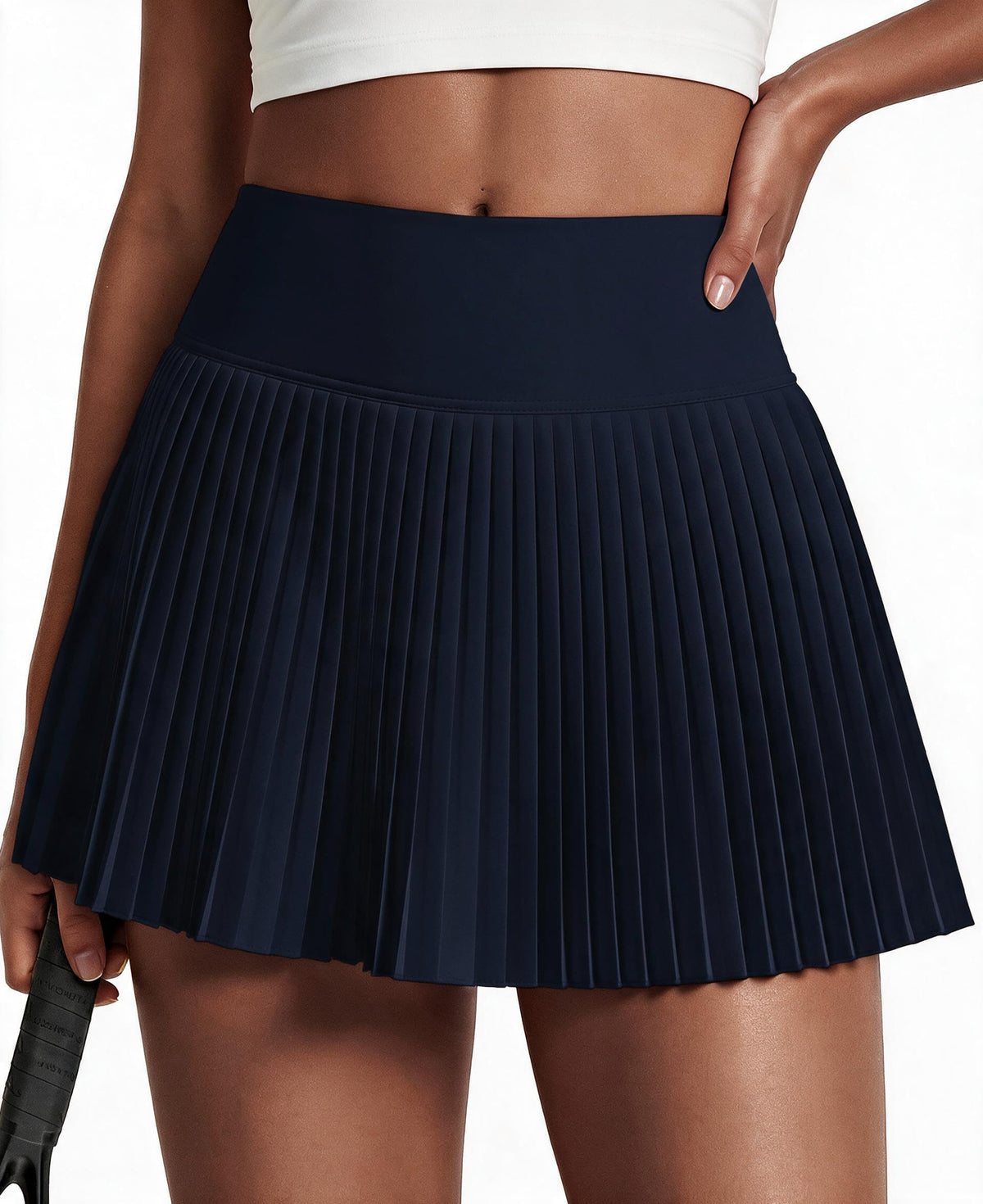 PINSPARK 15" Pleated Tennis Skirts for Women with Shorts Flowy Mini Skorts