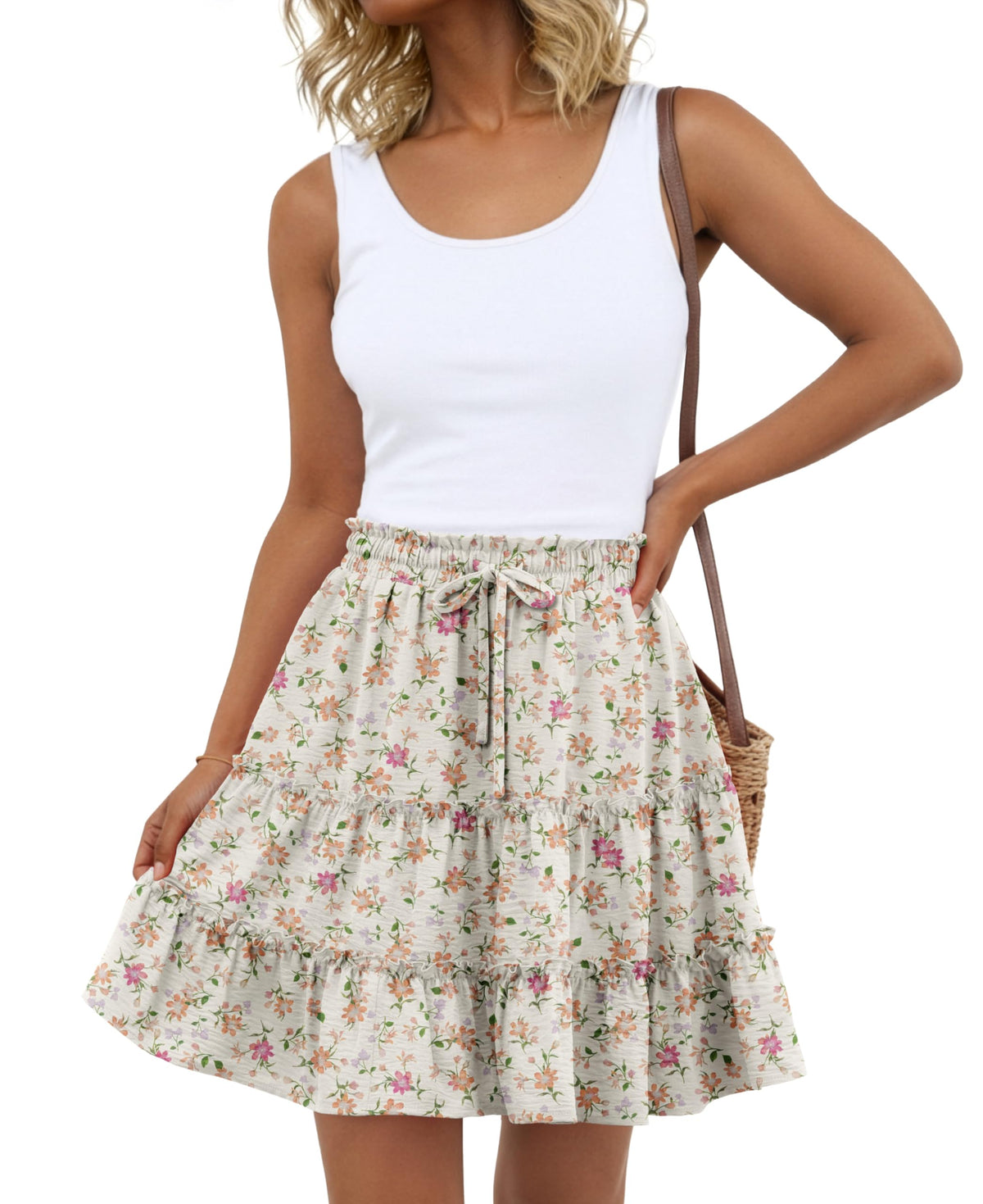 Lepunuo Summer Skirts for Women Flowy Casual Skorts Ruffle Tiered Skirts