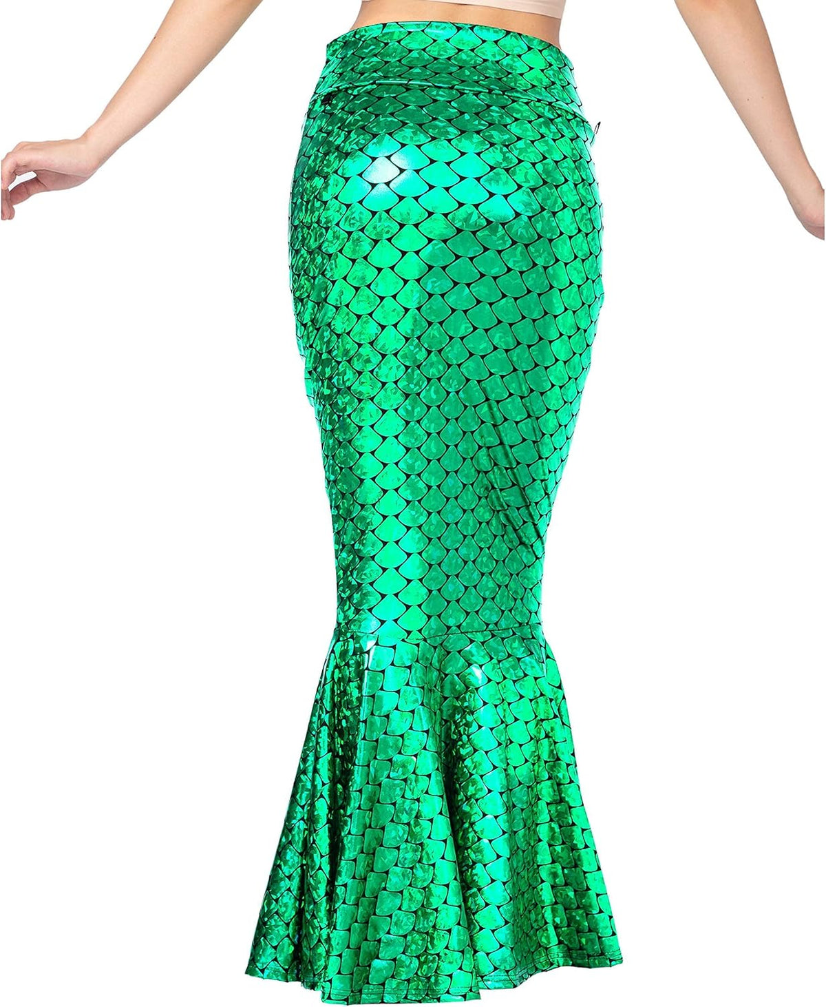Spooktacular Creations Adult Metallic Hologram Shiny Mermaid Skirt Costume Role Play for Halloween Costumes Party Events