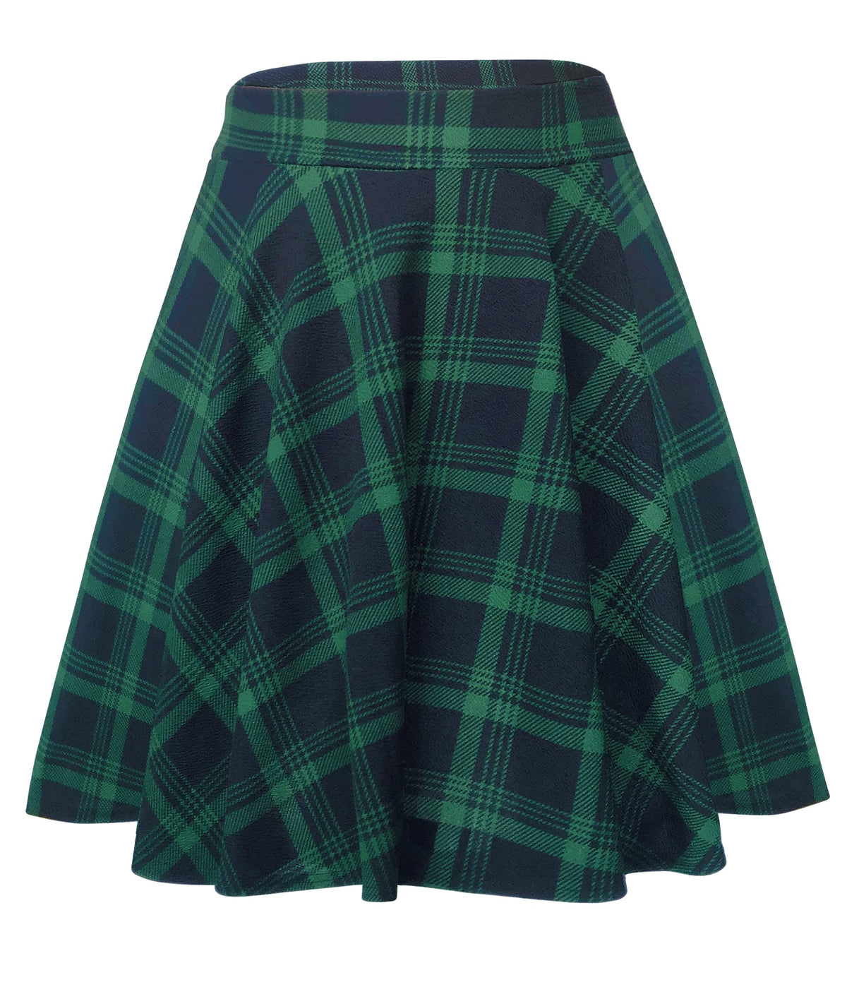 EXCHIC Women's Casual Stretchy Flared Mini Skater Skirt Basic A-Line Pleated Midi Skirt