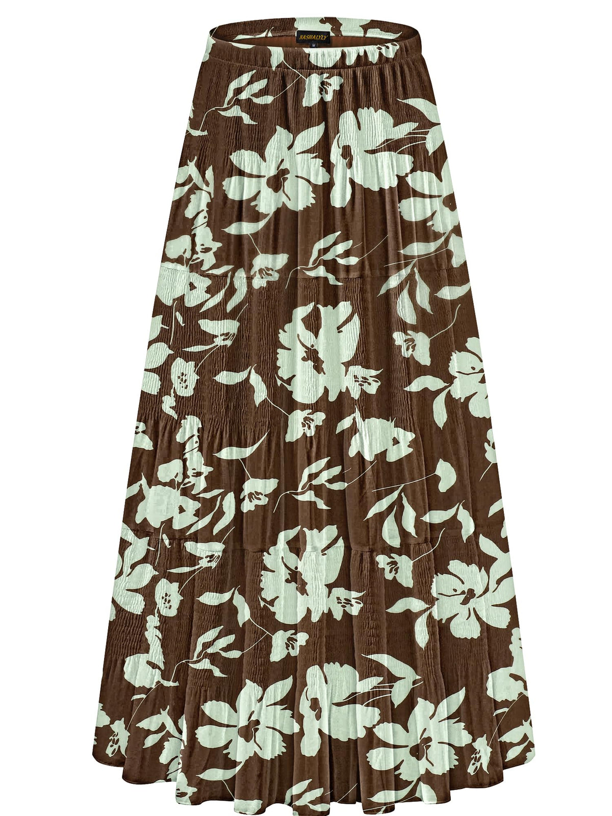 NASHALYLY Women's Chiffon Elastic High Waist Pleated A-Line Maxi Skirts