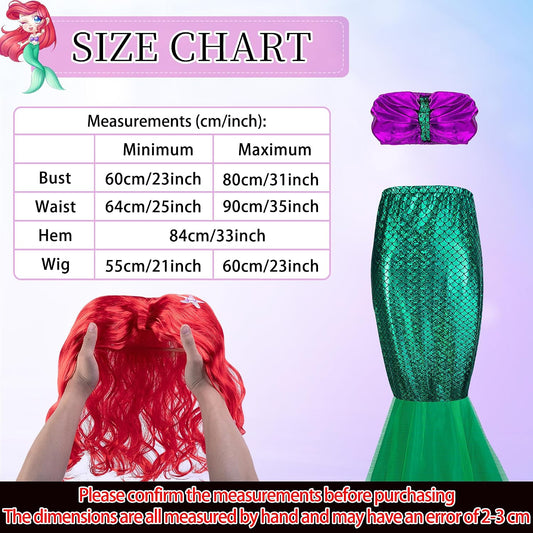 7 Pack Halloween Women Mermaid Costume, Mermaid Tube Top Skirt Costume Set