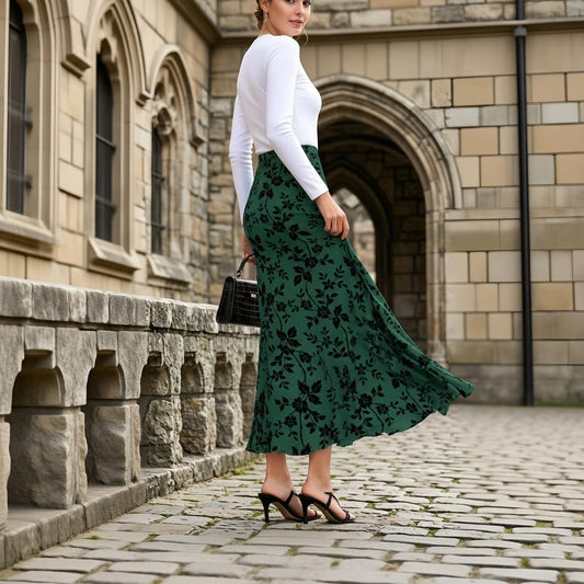 Womens Floral Mesh Maxi Skirt Elastic High Waisted Boho Elegant Mermaid 2026 Summer Fall Long Skirts for Women
