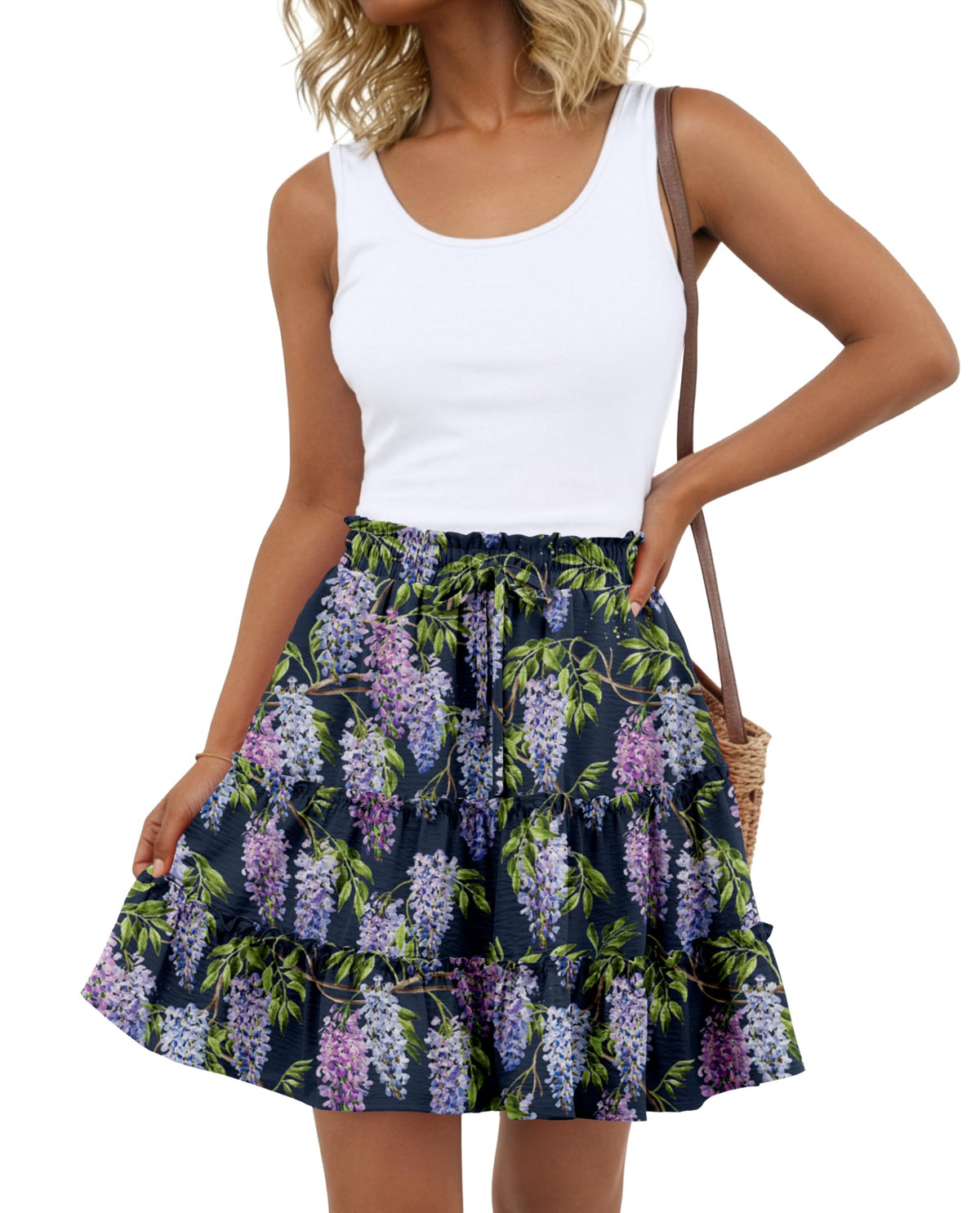 Lepunuo Summer Skirts for Women Flowy Casual Skorts Ruffle Tiered Skirts