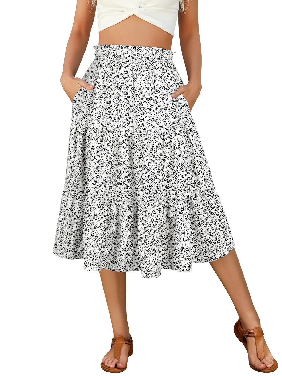Berydress Midi Skirts for Women 2026 High Waist Casual Summer Boho Skirt