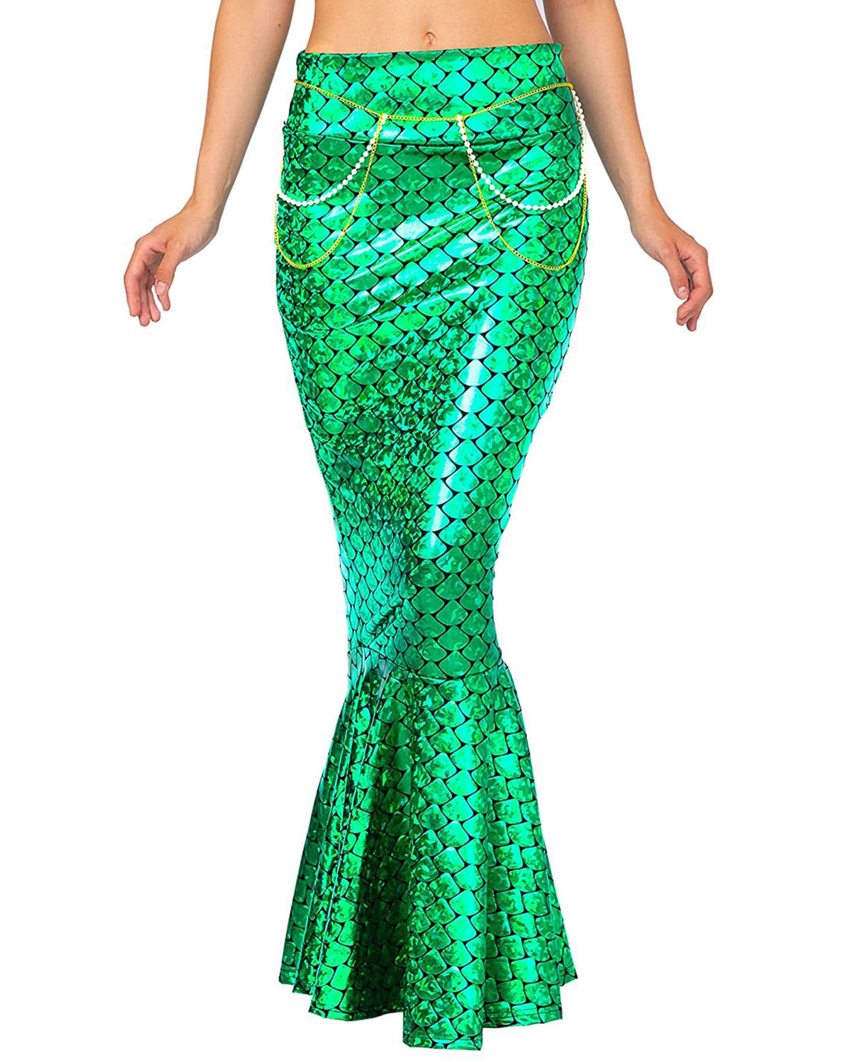Women Halloween Mermaid Costumes High Waist Sequin Scales Bodycon Fishtail Skirt Masquerade Cosplay Party Outfits