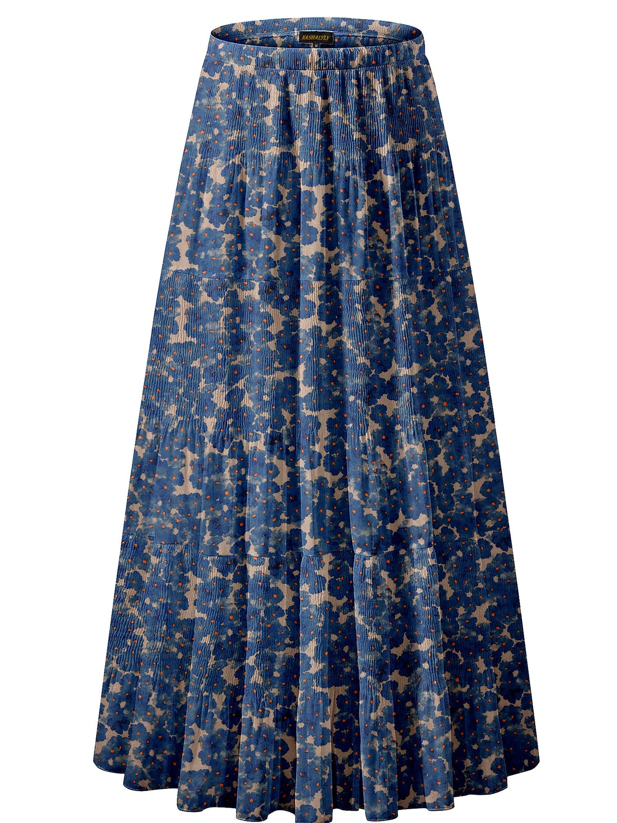 NASHALYLY Women's Chiffon Elastic High Waist Pleated A-Line Maxi Skirts