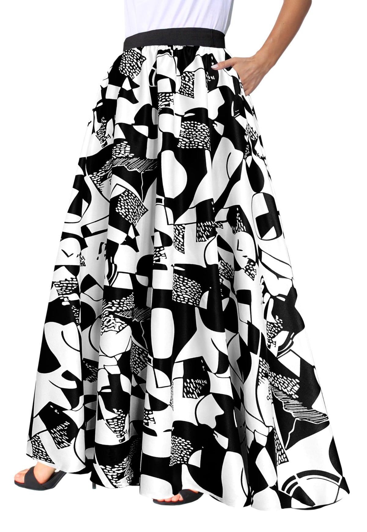 Afibi Women African Skirt Printed Ankara Maxi Skirt Dashiki Long Skirts with Pockets