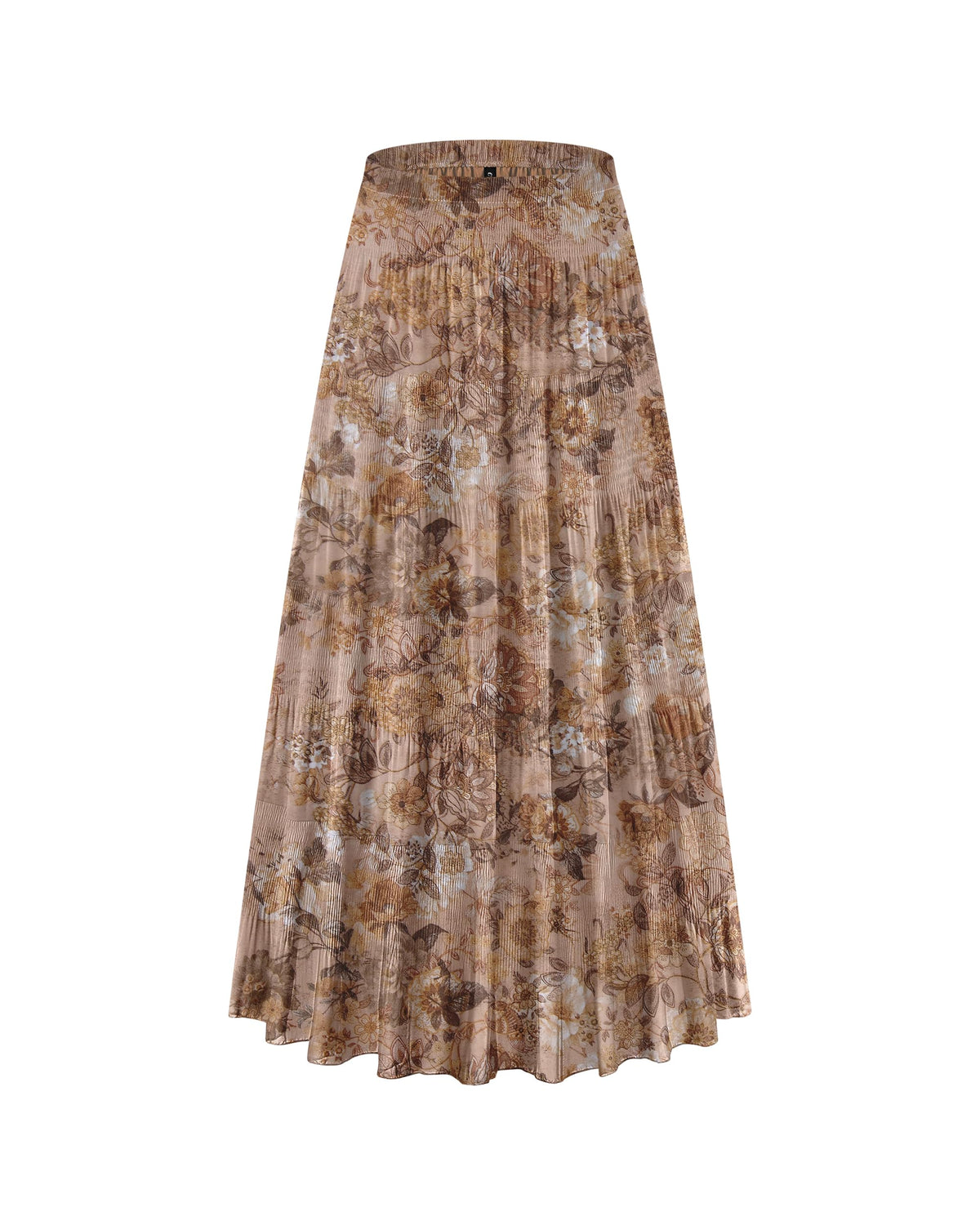 CYiNu Women's Chiffon Elastic High Waist Tiered Pleated Floral Printed A-Line Boho Long Maxi Skirts