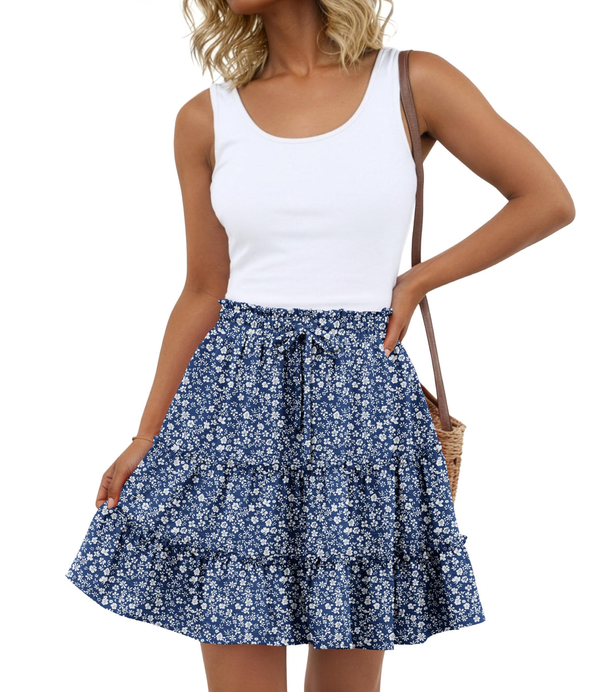 Lepunuo Summer Skirts for Women Flowy Casual Skorts Ruffle Tiered Skirts