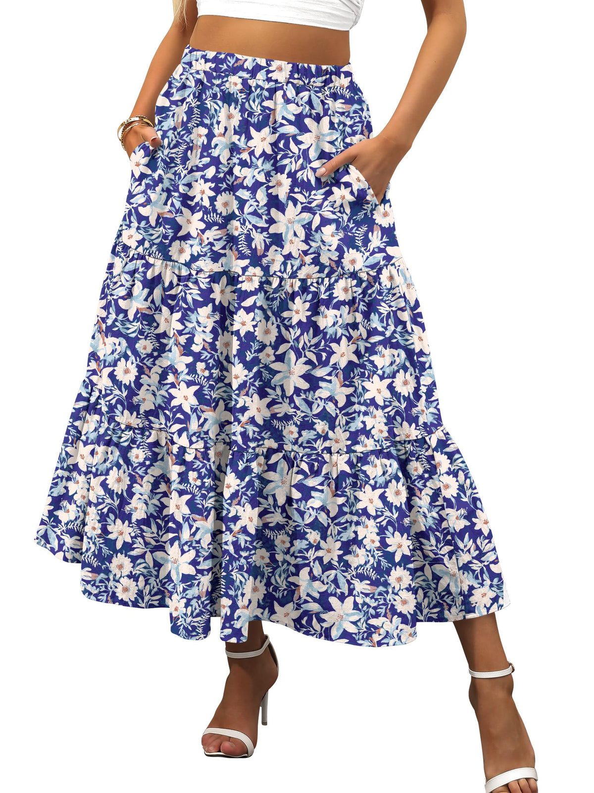 ANRABESS Women’s Summer Flowy Maxi Skirts with Pockets