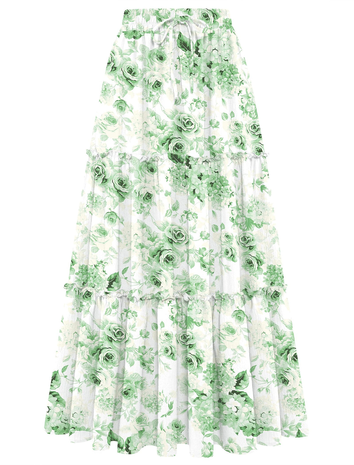 Arolina Women's Summer Maxi Skirt Trendy High Waist Pleated Ruffle Long Skirts Flowy Beach Boho Skirt Dress with Pockets