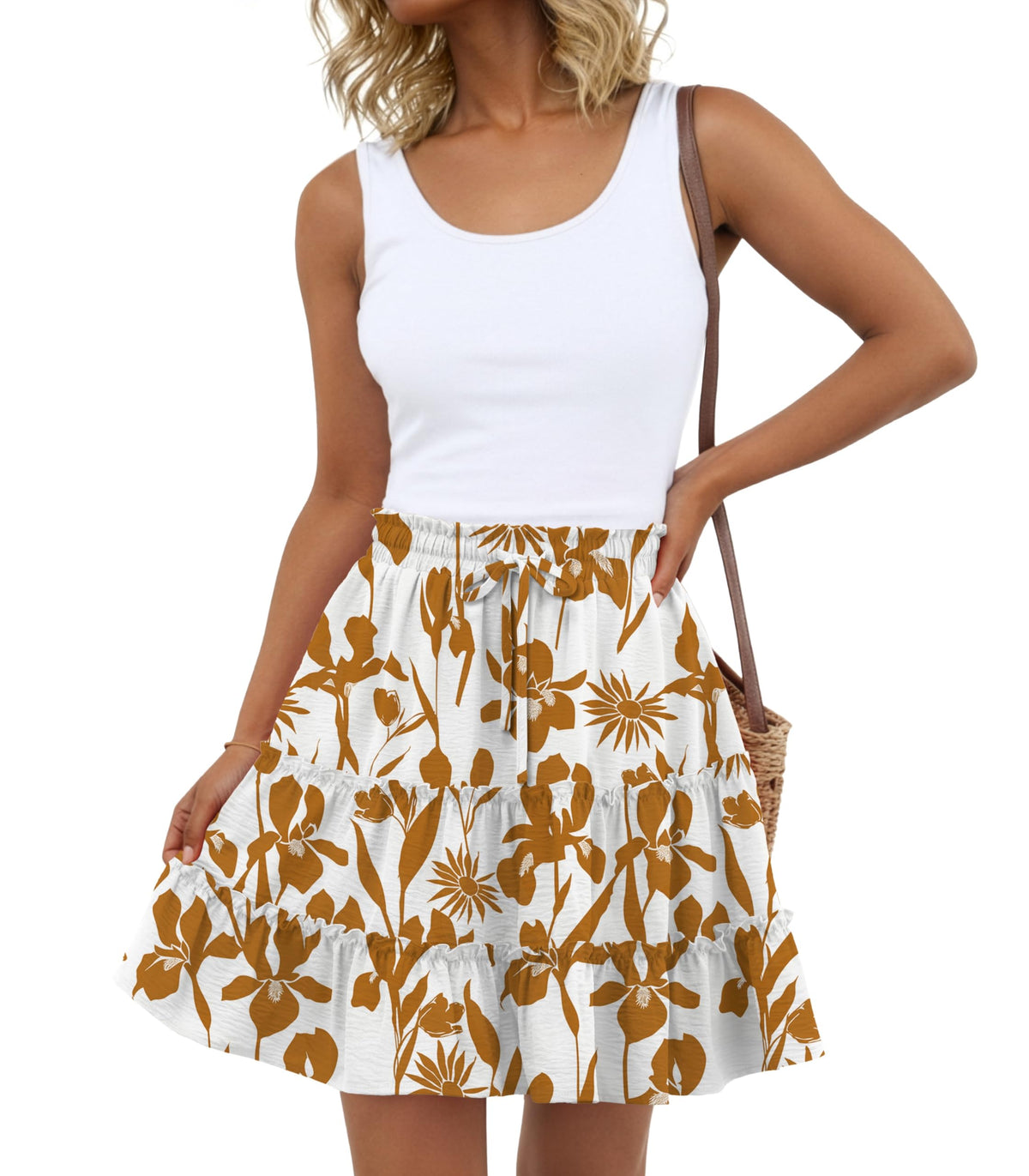 Lepunuo Summer Skirts for Women Flowy Casual Skorts Ruffle Tiered Skirts