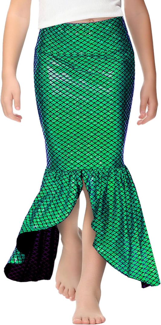 AOBUTE Girls Mermaid Skirts Elastic Waisted Shiny Skirt XS-XL