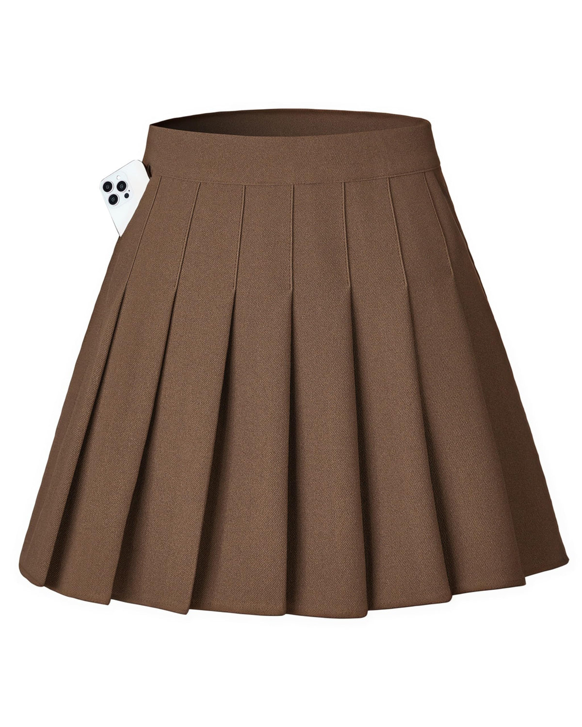 Shestellar Women Pleated Mini Skirt, High Waisted A-Line Skirt with Elastic Waist for Casual Wear