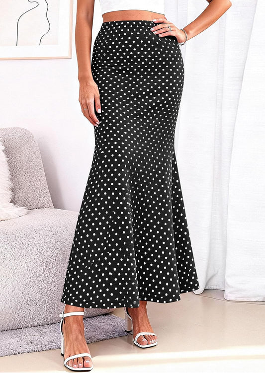 PRETTYGARDEN Women's Maxi Skirt 2026 Summer Flowy Polka Dot Floral High Waisted Mermaid Office Work Spring Long Slip Skirts