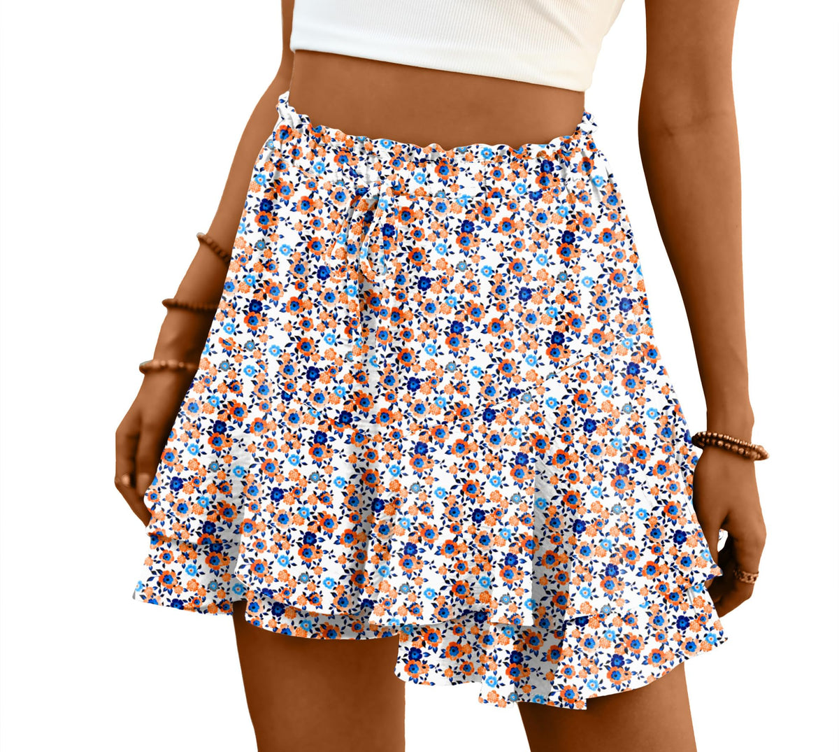 Lepunuo Flowy Shorts for Women Boho Ruffle Tiered Skorts Summer Skorts