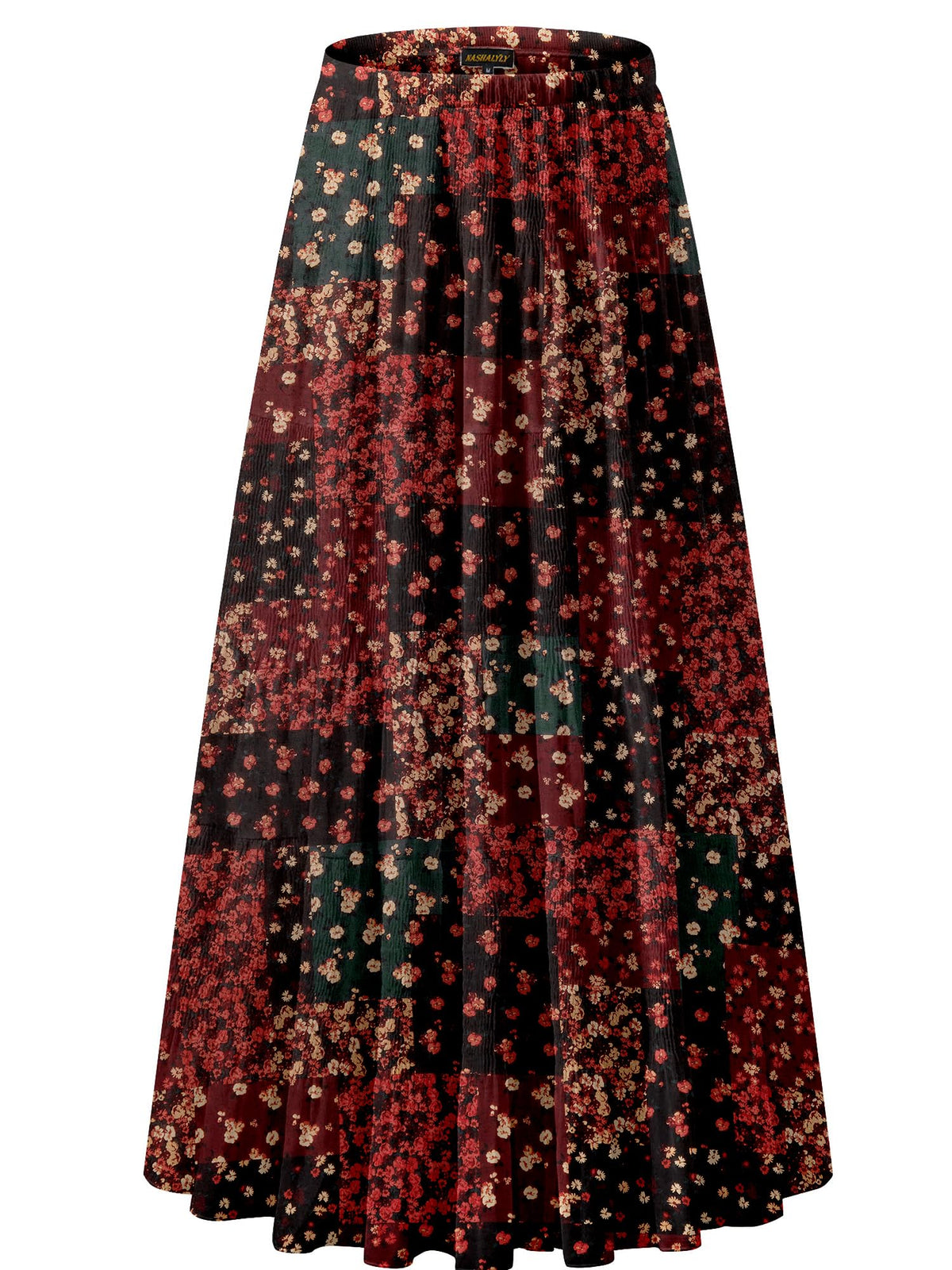 NASHALYLY Women's Chiffon Elastic High Waist Pleated A-Line Maxi Skirts