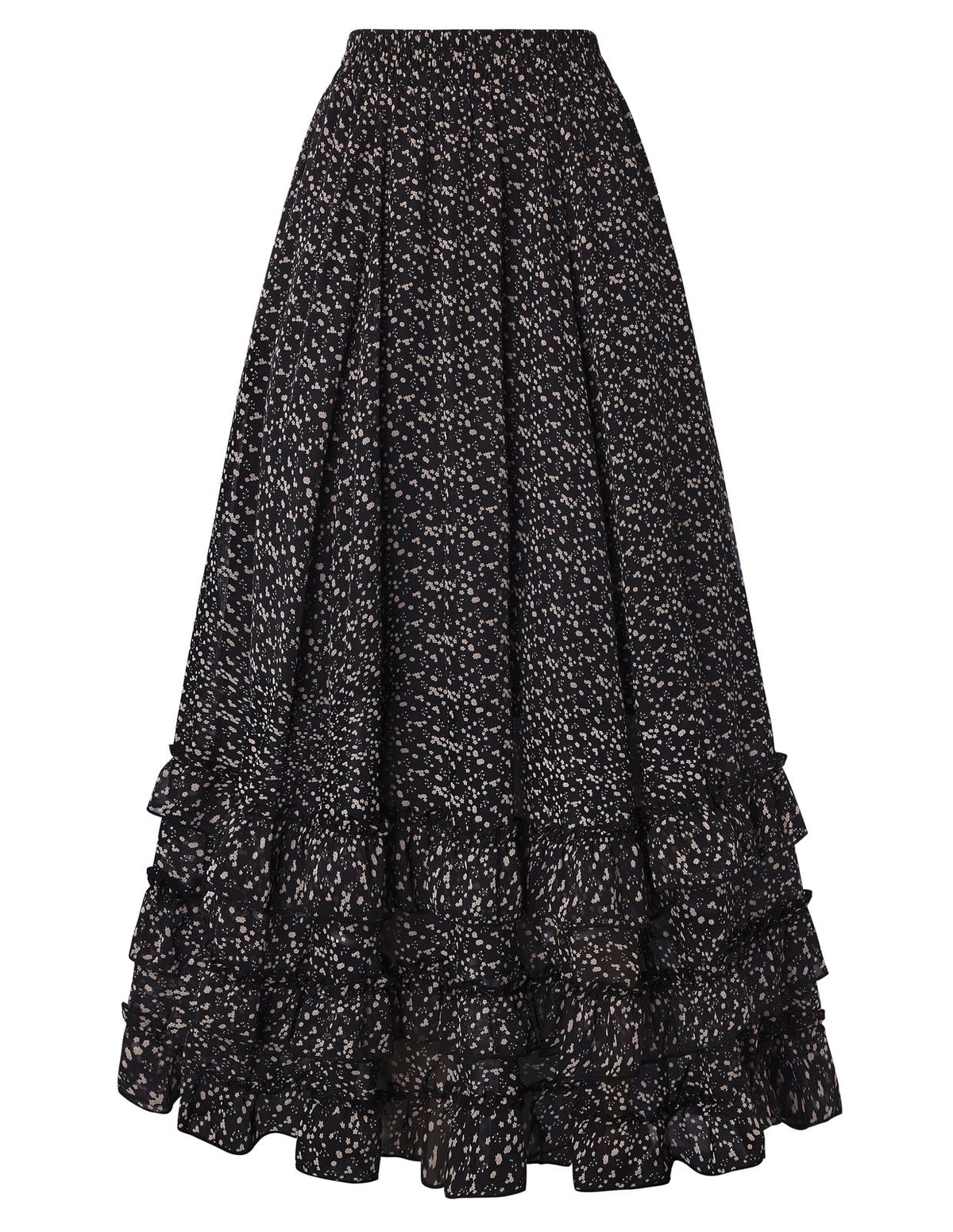 Scarlet Darkness Maxi Skirts for Women Floral Chiffon Ruffle Long Skirt