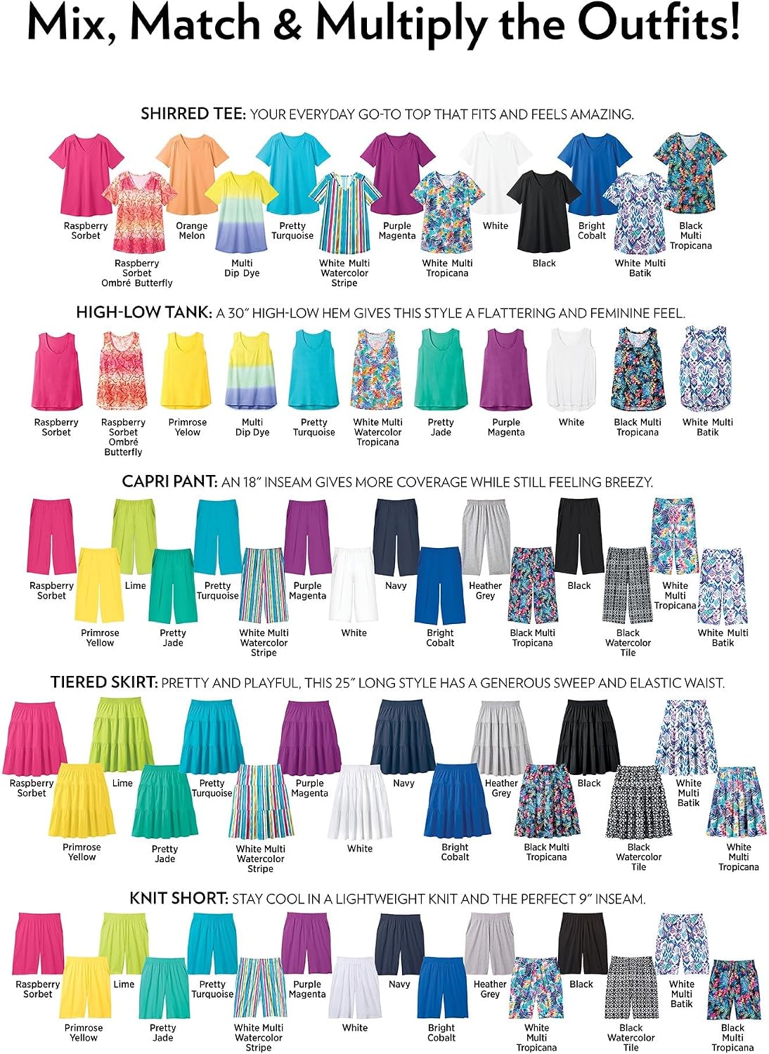 Woman Within Elastic-Waist Knit Tiered Skirt
