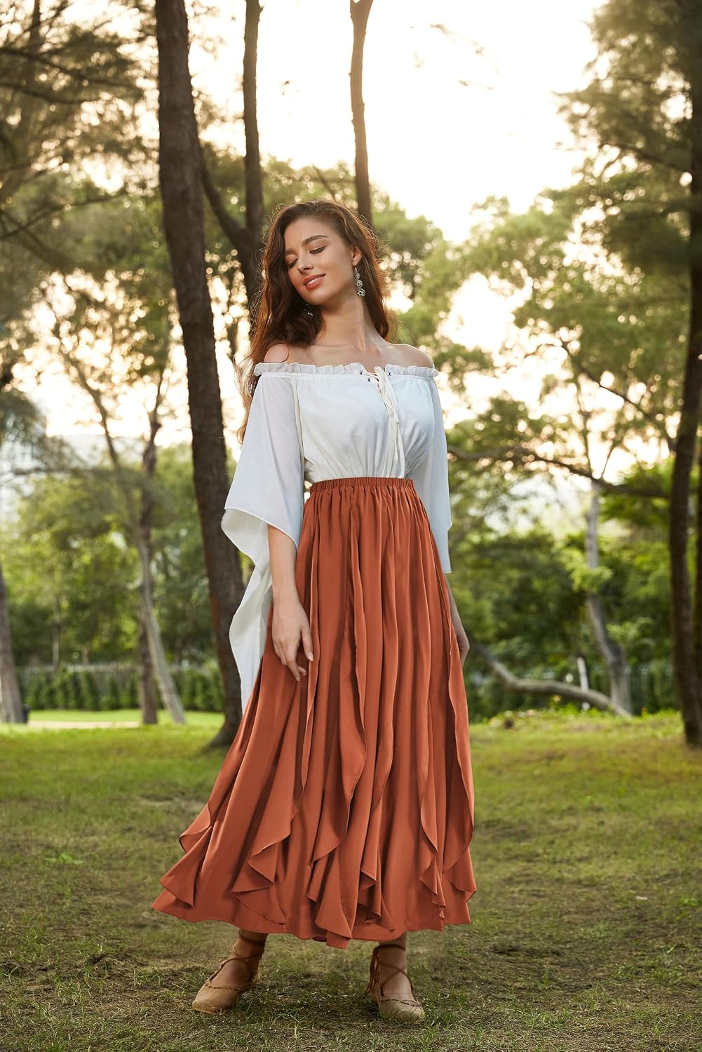 Scarlet Darkness Womens Maxi Skirt Boho Renaissance Long Flowy Skirts