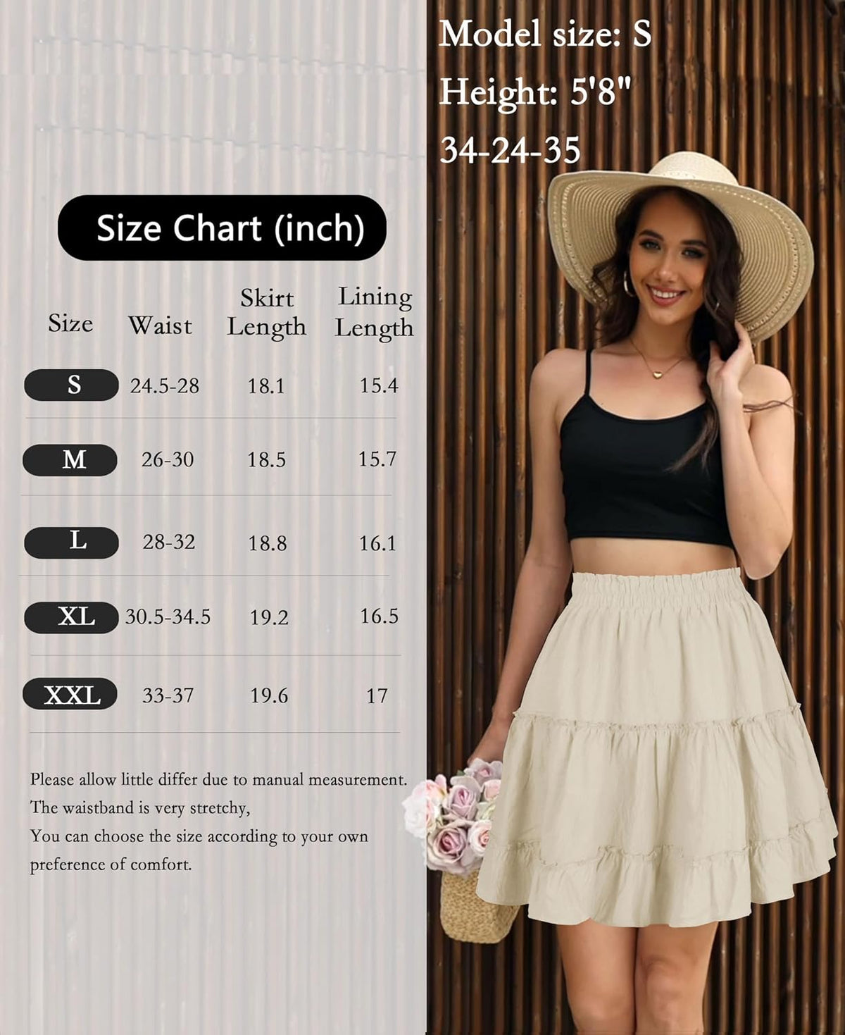 THHGPO Women's Basic Mini Skirts Flared Cotton Short Skirt