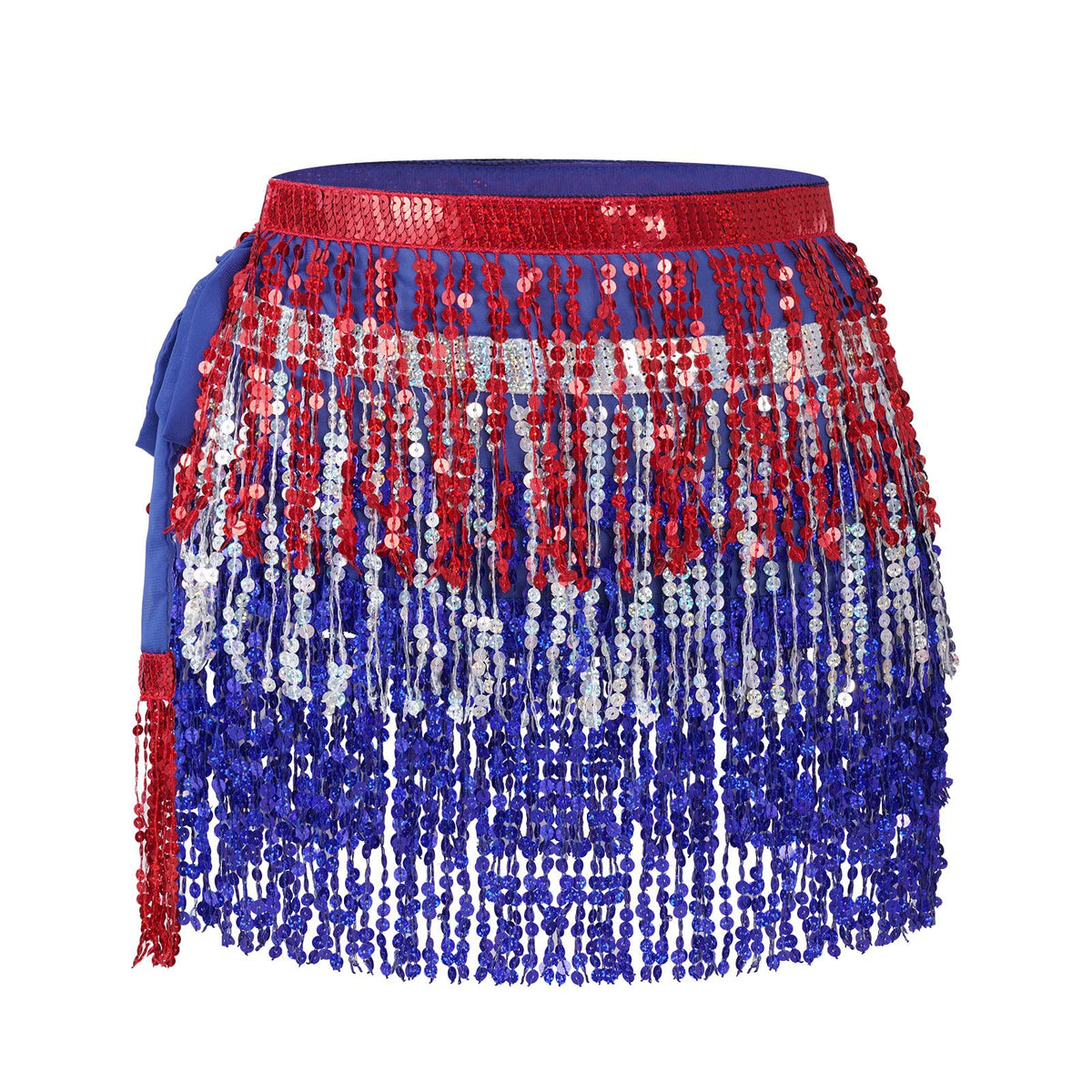Belly Dance Hip Scarf Sequin Tassel Skirt Wrap Sparkly Rave Costume for Women