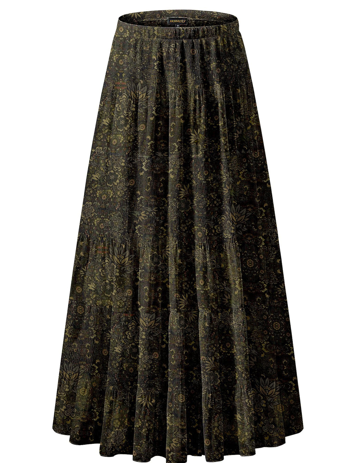 NASHALYLY Women's Chiffon Elastic High Waist Pleated A-Line Maxi Skirts