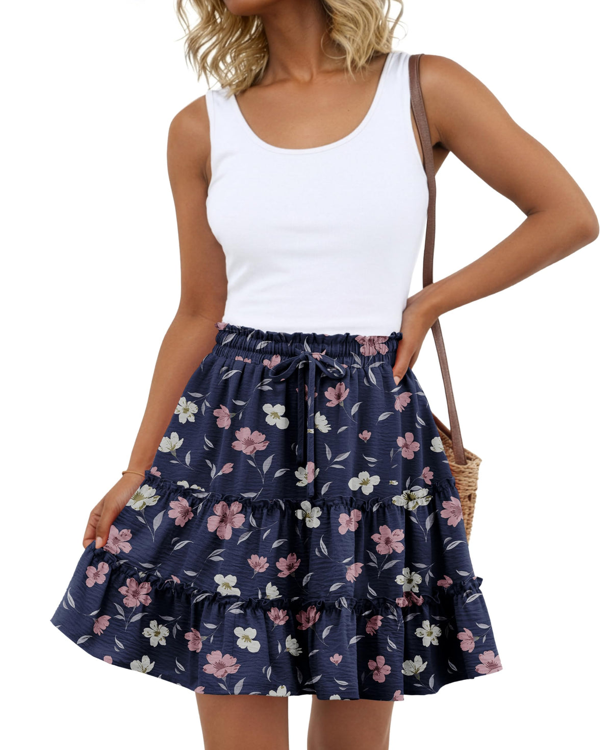 Lepunuo Summer Skirts for Women Flowy Casual Skorts Ruffle Tiered Skirts