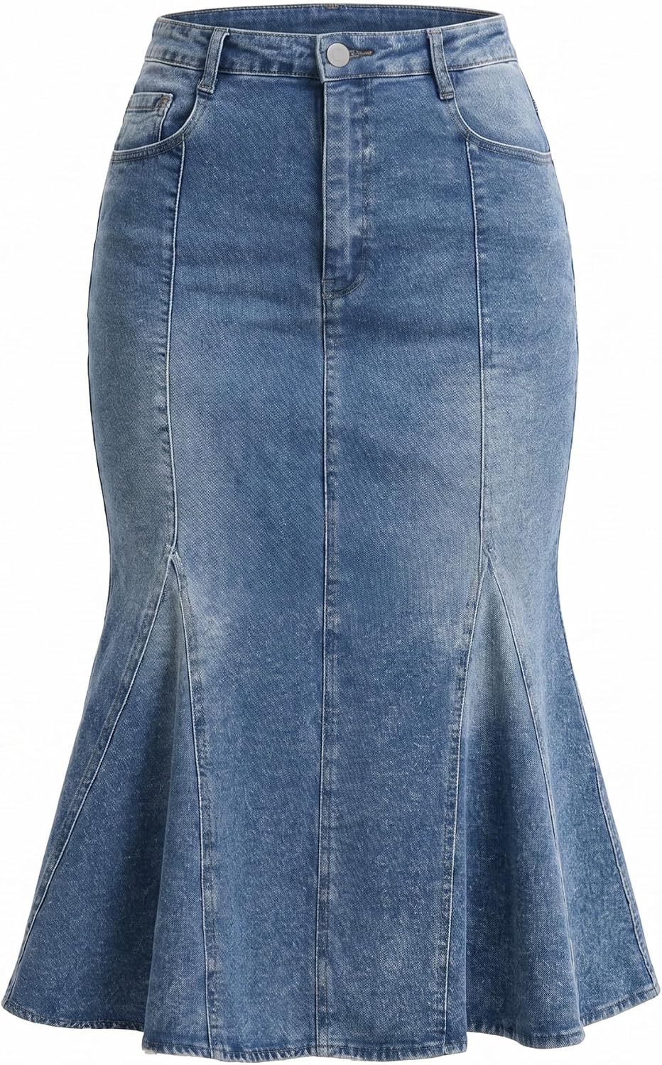 Denim Skirt for Women's Fishtail Midi Jean Skirts