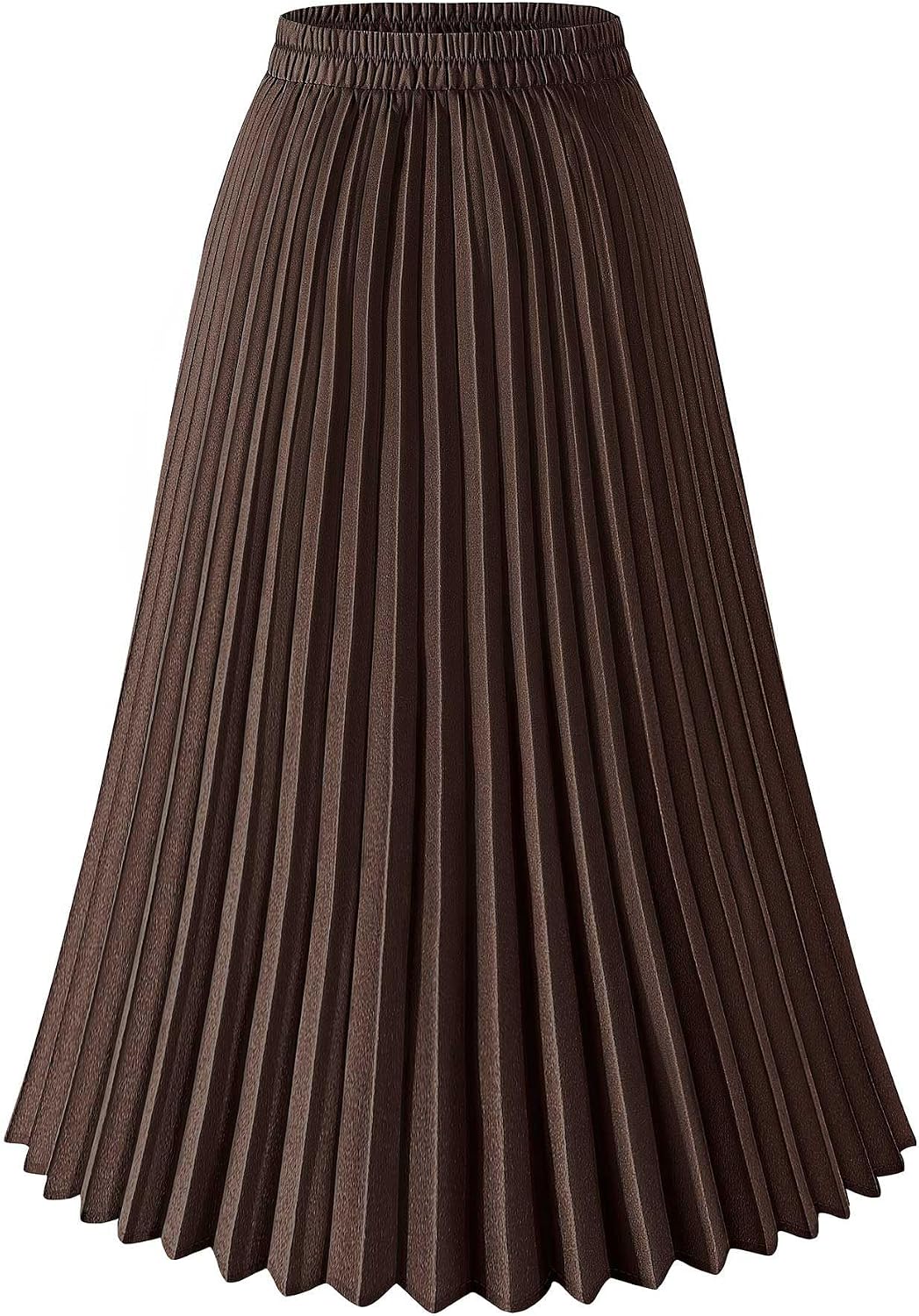 Basoteeuo Womens Skirt Leopard Print Midi Long Shirring Pleated Skirts High Waisted A Line Skirts
