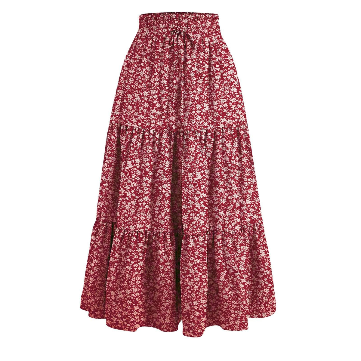 Boho Long Skirts for Women Summer Flowy Pleated A Line Floral Maxi Skirt Y2k Comfy Tiered Elastic High Waisted Skirts