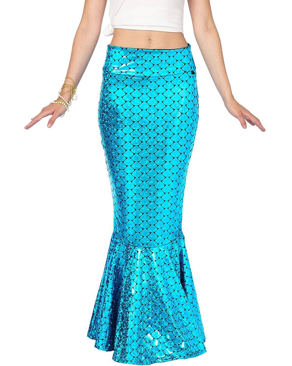Women Halloween Mermaid Costumes High Waist Sequin Scales Bodycon Fishtail Skirt Masquerade Cosplay Party Outfits