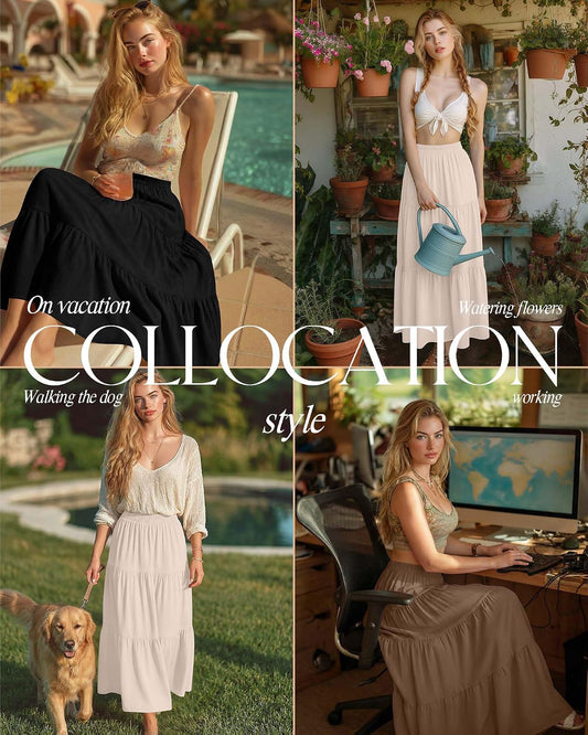 3 Pack Women's Maxi Tiered Skirts