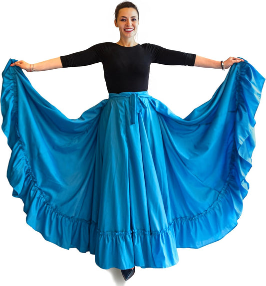 Professional Dance Skirt for Folkloric Mexican Dance, Bomba, Plena or Flamenco Dancing | Double Circle |