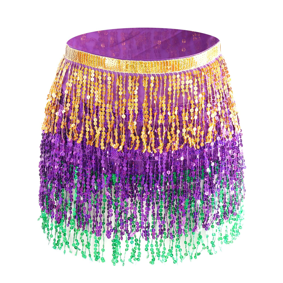 Belly Dance Hip Scarf Sequin Tassel Skirt Wrap Sparkly Rave Costume for Women