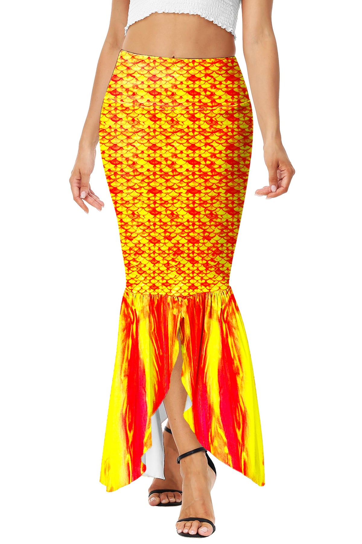 AOBUTE Women Mermaid Costume Skirt Halloween Fish Tail Skirts Holiday Cosplay Outfits