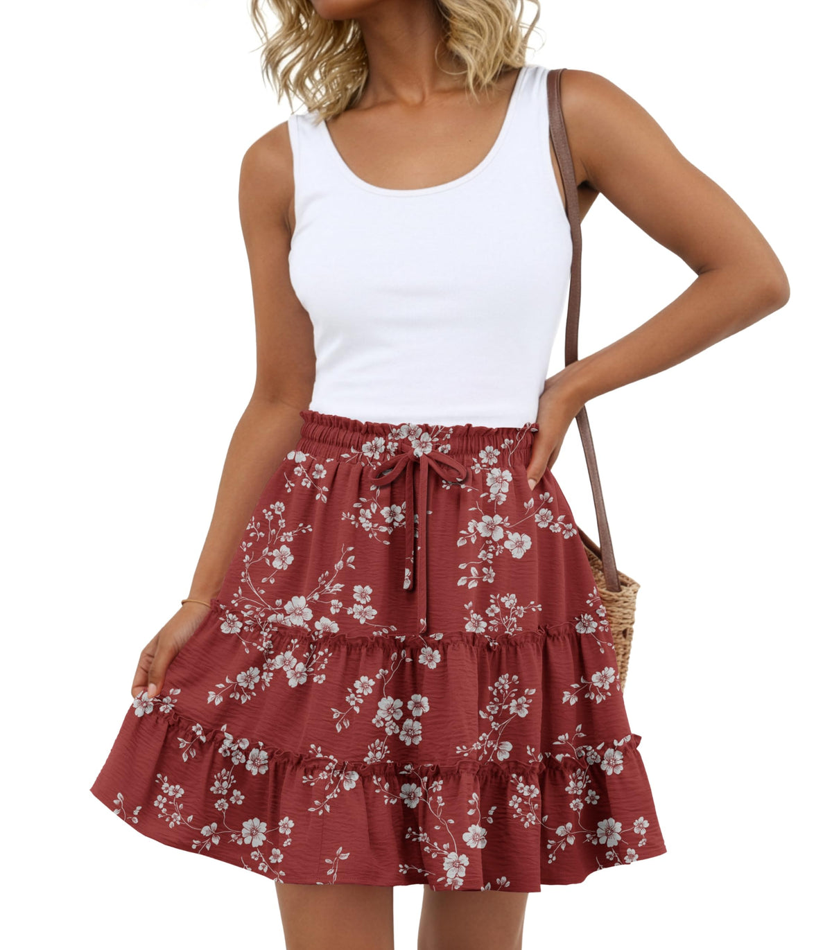 Lepunuo Summer Skirts for Women Flowy Casual Skorts Ruffle Tiered Skirts