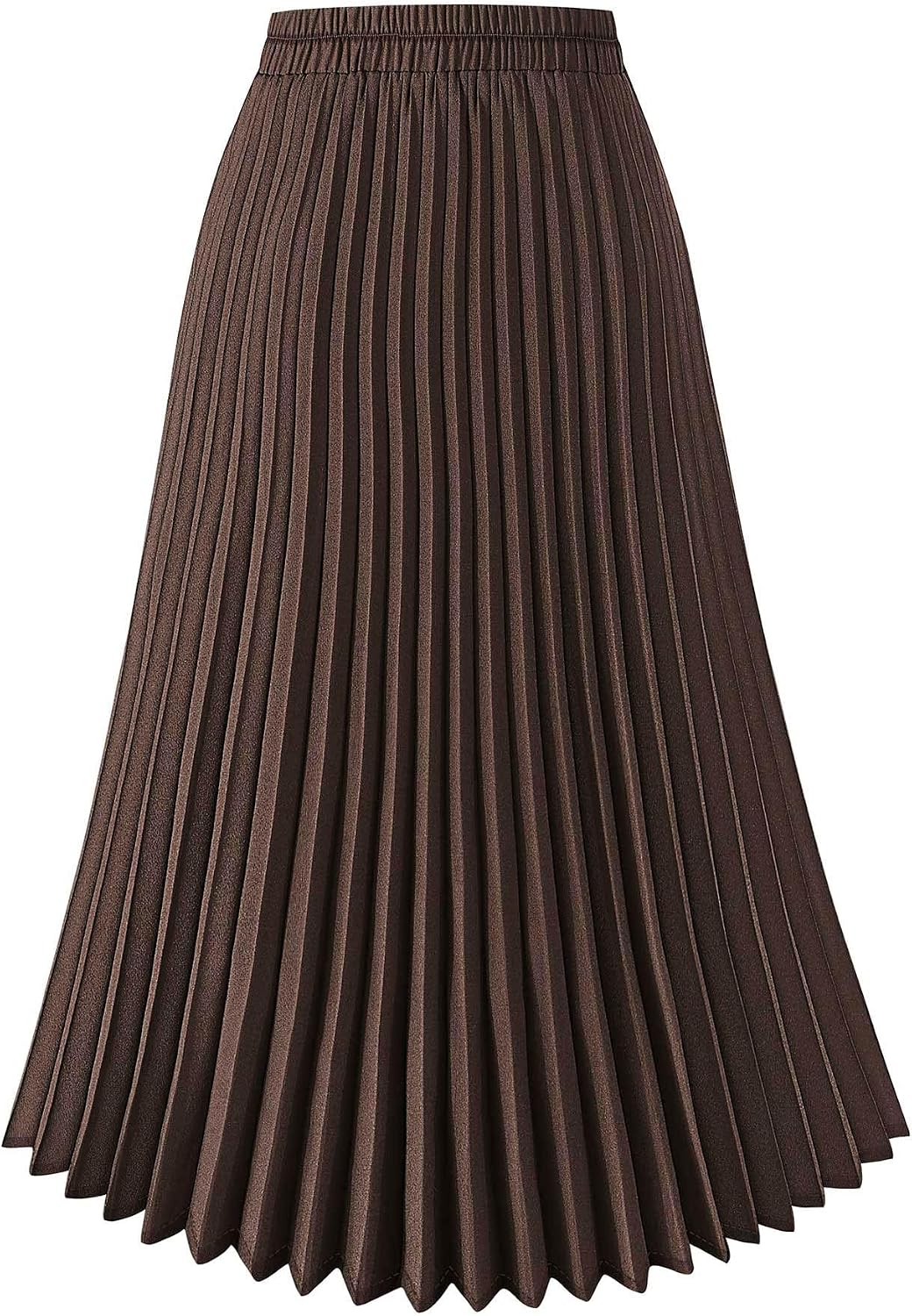 Basoteeuo Womens Skirt Leopard Print Midi Long Shirring Pleated Skirts High Waisted A Line Skirts