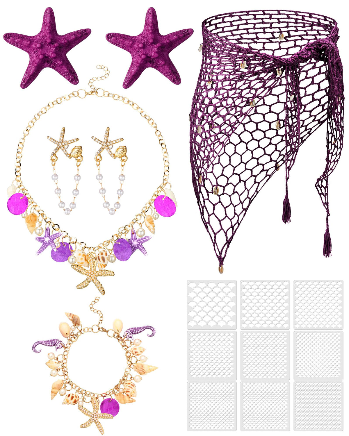 Tondiamo 22 Pcs Halloween Mermaid Costume Accessorie