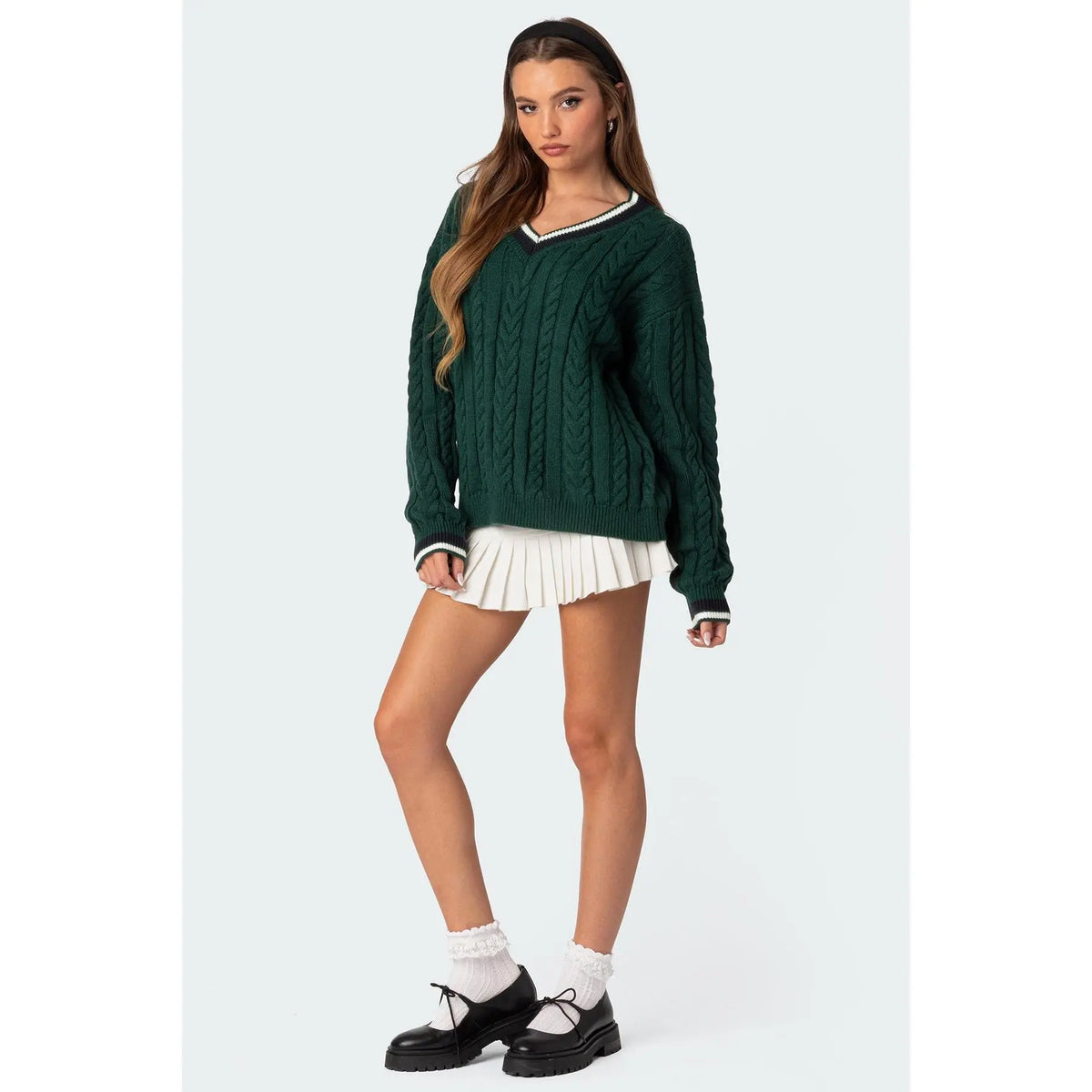 Donna Denim Pleated Mini Skort