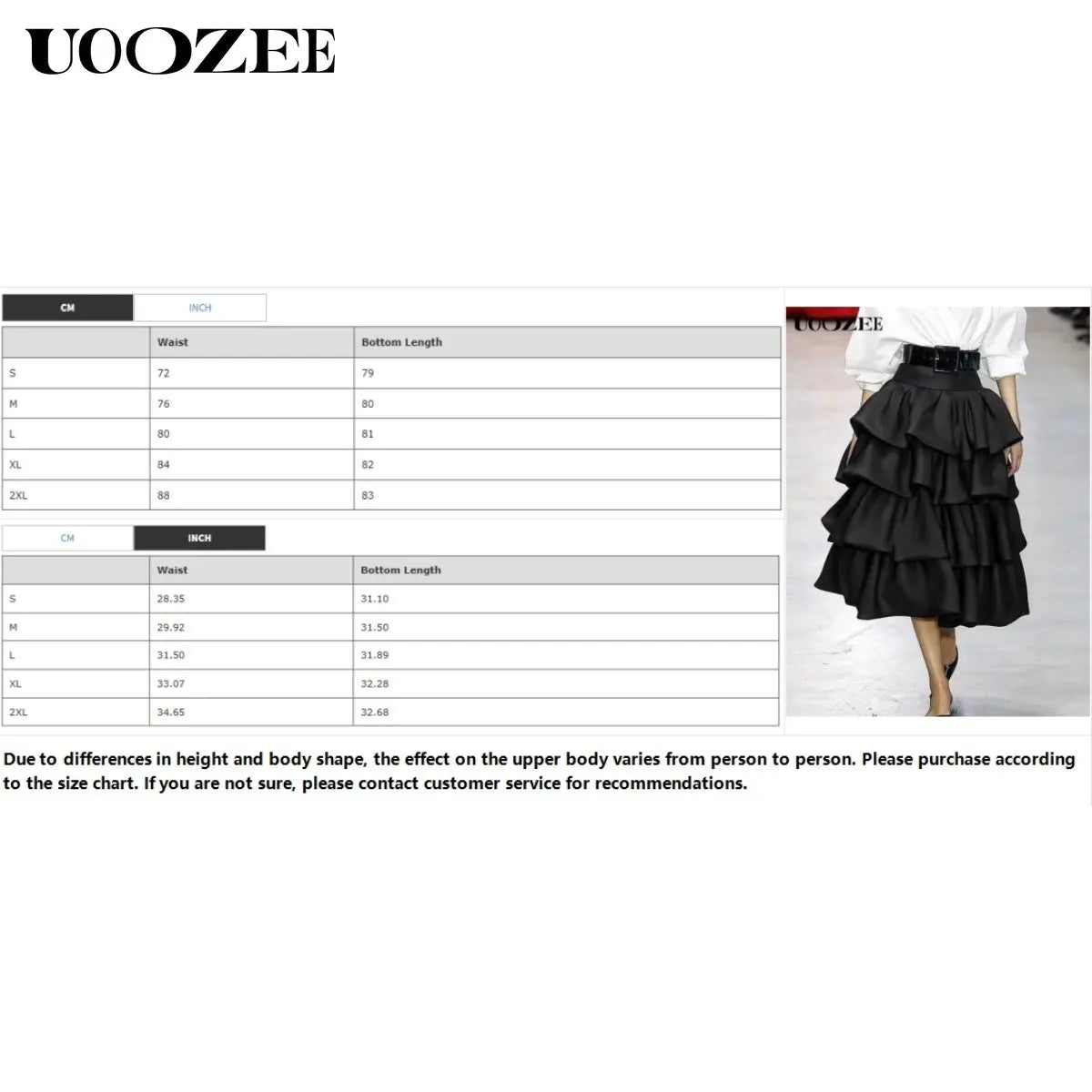 UOOZEE Women's High-Waist Tiered Cocktail Midi Skirt - Feminine A-Line with Ruffles, Structured Polyester Fabric, No Stretch Waistband,back to school shopping, Soft