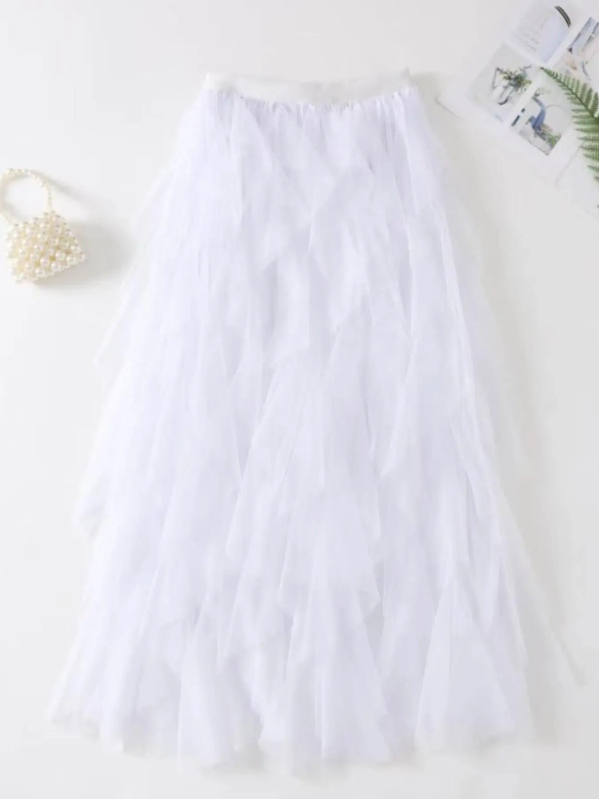 1Pc Irregular Layered Tulle Dance Maxi Skirt, Elastic Waist Flowy Swing Performance Long Skirt for Women Dance Wear, Belly Dance Skirt