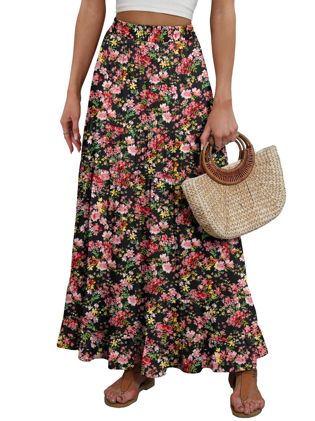 ANRABESS Women’s Summer Flowy Maxi Skirts with Pockets
