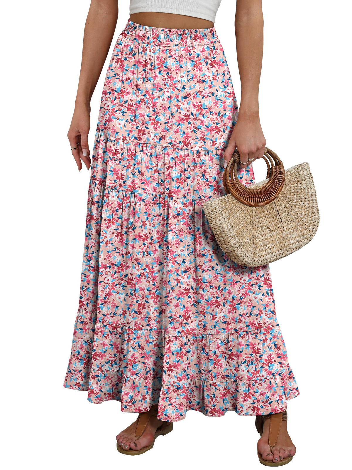 ANRABESS Women’s Summer Flowy Maxi Skirts with Pockets