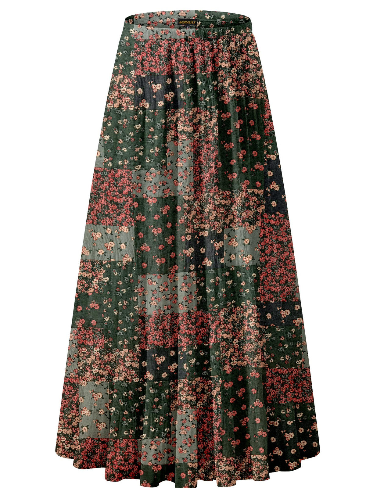 NASHALYLY Women's Chiffon Elastic High Waist Pleated A-Line Maxi Skirts