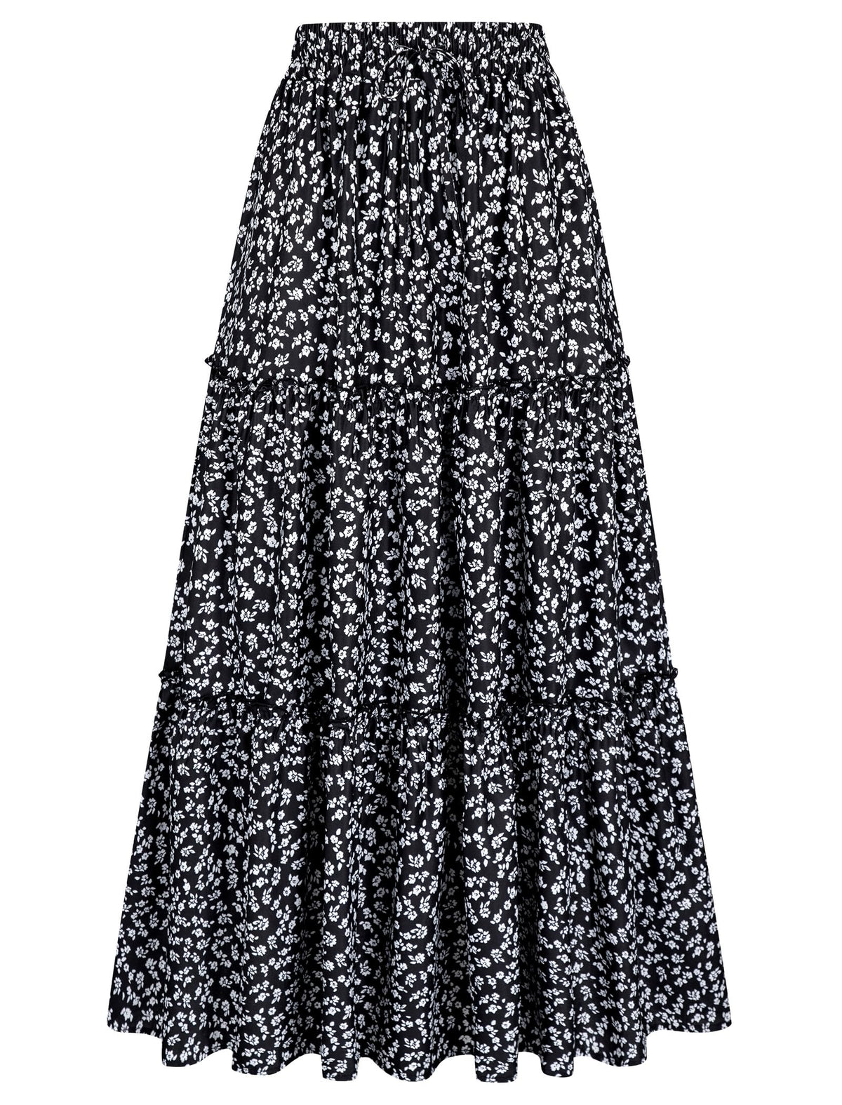 Arolina Women's Summer Maxi Skirt Trendy High Waist Pleated Ruffle Long Skirts Flowy Beach Boho Skirt Dress with Pockets