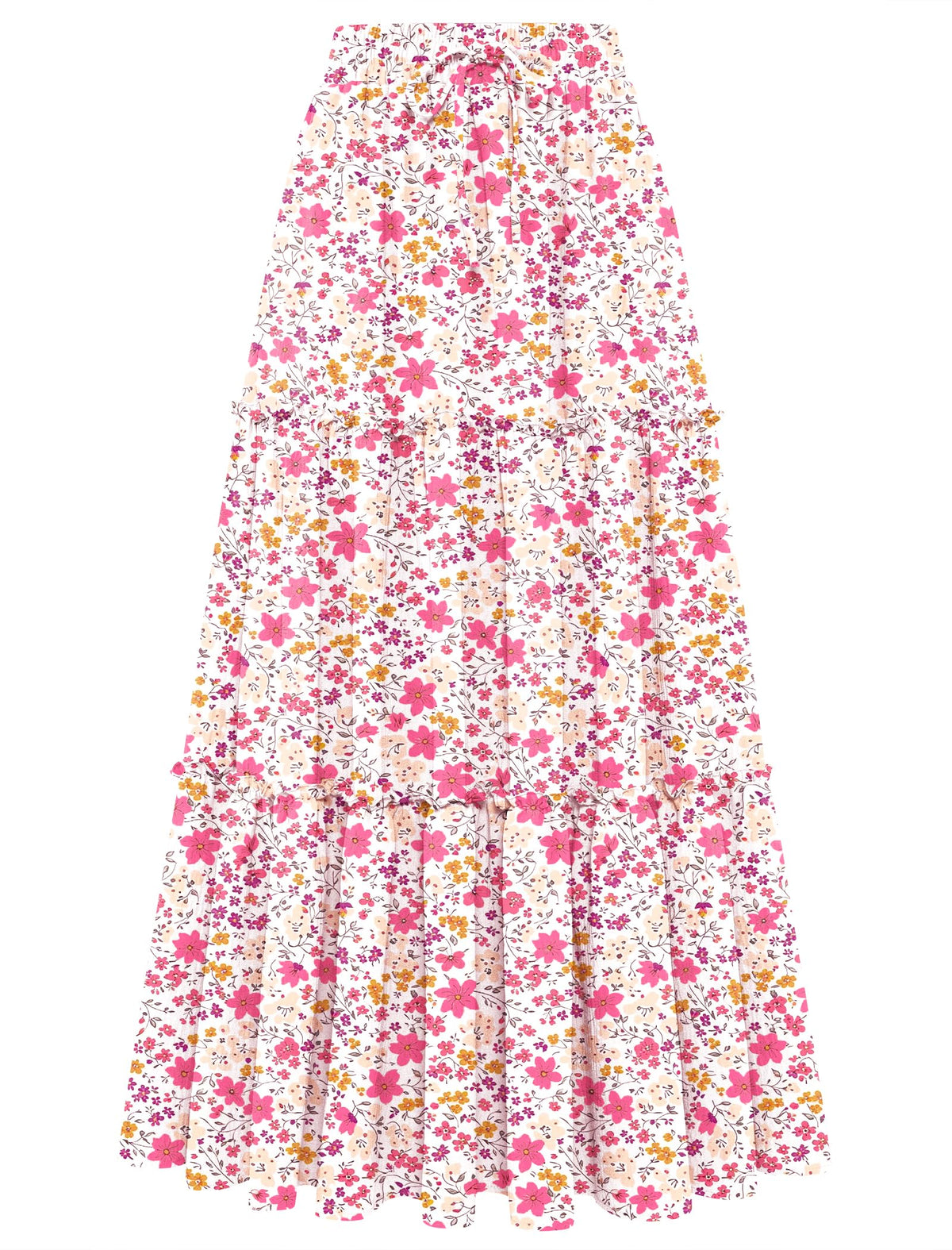 Arolina Women's Summer Maxi Skirt Trendy High Waist Pleated Ruffle Long Skirts Flowy Beach Boho Skirt Dress with Pockets